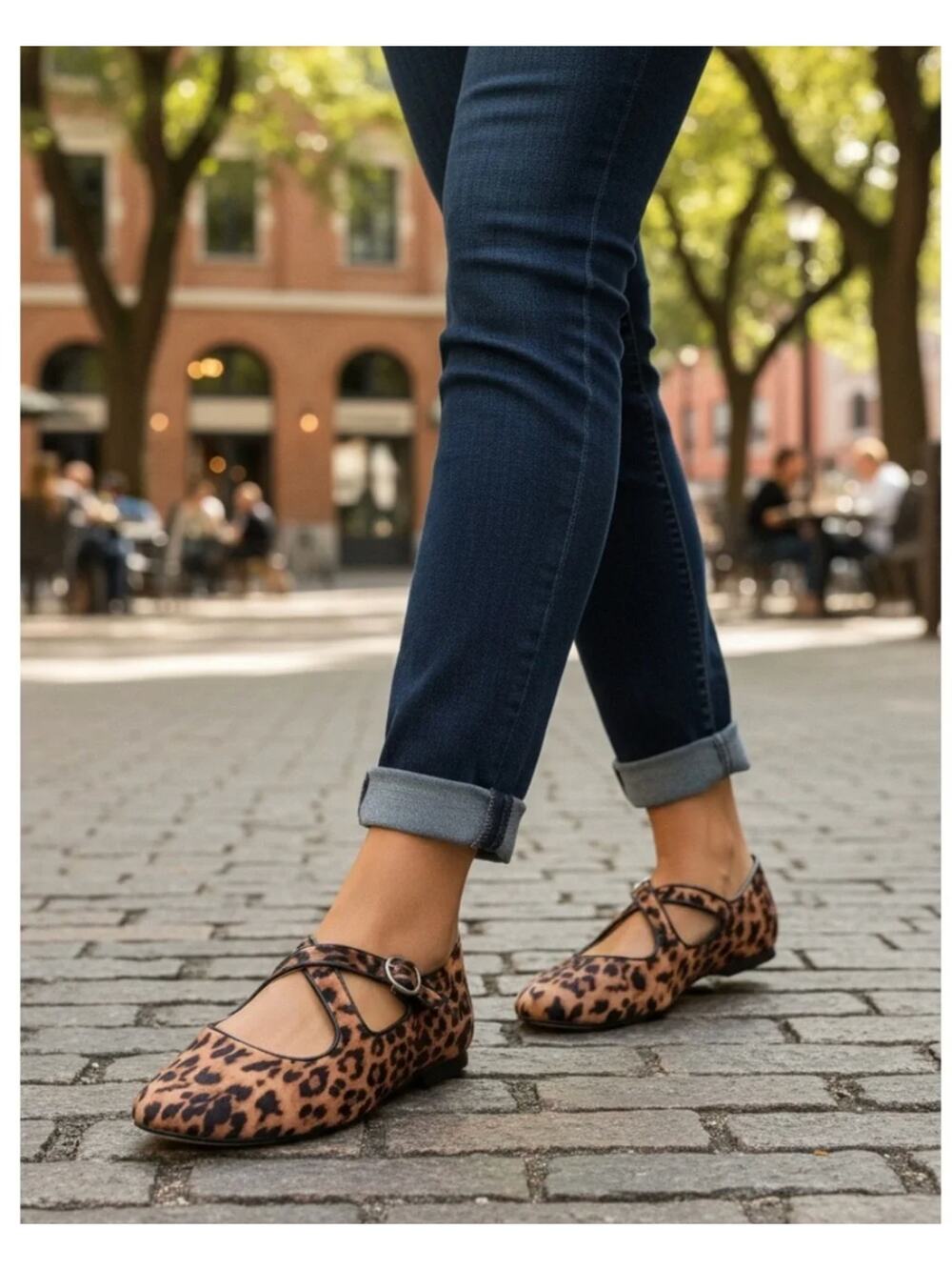 A New Day Tasmin Leopard/Animal Print Mary Jane Ballet Flats Extended Shoe Sz 11